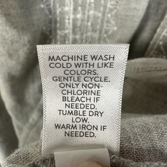 J Jill Top Womens Large Gray Embroidered Smocked 3/4 Length Sleeve Boho Preppy - Picture 10 of 14